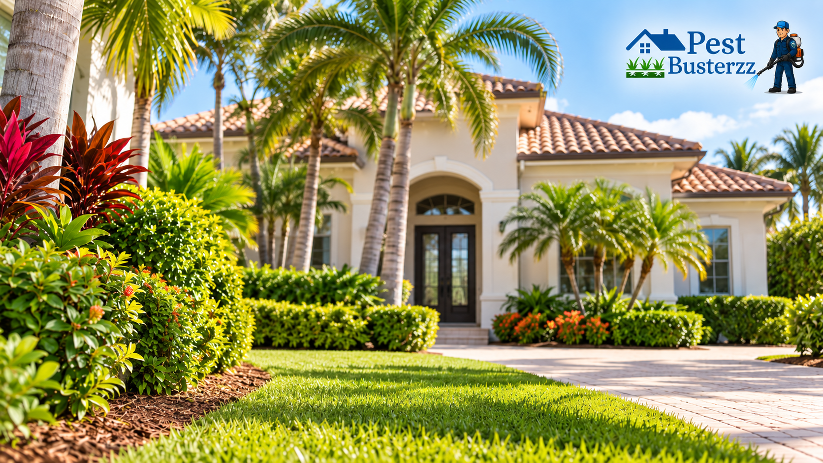 South Florida home exterior with tropical landscaping